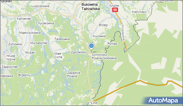 mapa Schronisko Polana-Głodówka, Schronisko Polana-Głodówka na mapie Targeo